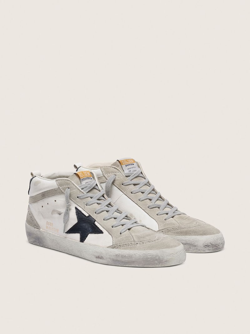 Golden Goose - Herren Mid Star wei&szlig; mit schwarzem Stern in 