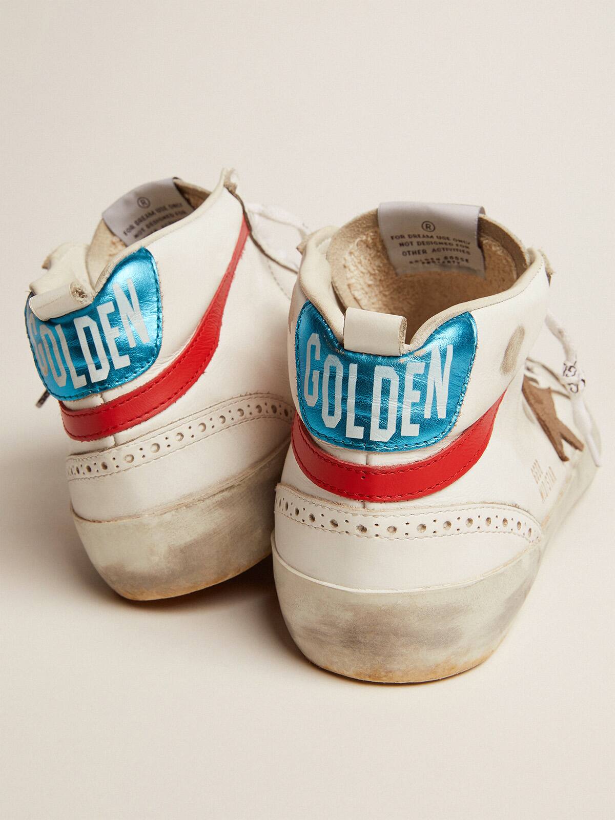 Golden Goose - Mid Star sneakers with metallic light blue heel tab and crackled khaki star in 