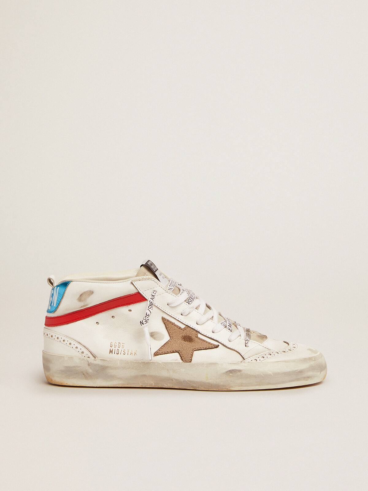 Golden Goose - Mid Star sneakers with metallic light blue heel tab and crackled khaki star in 
