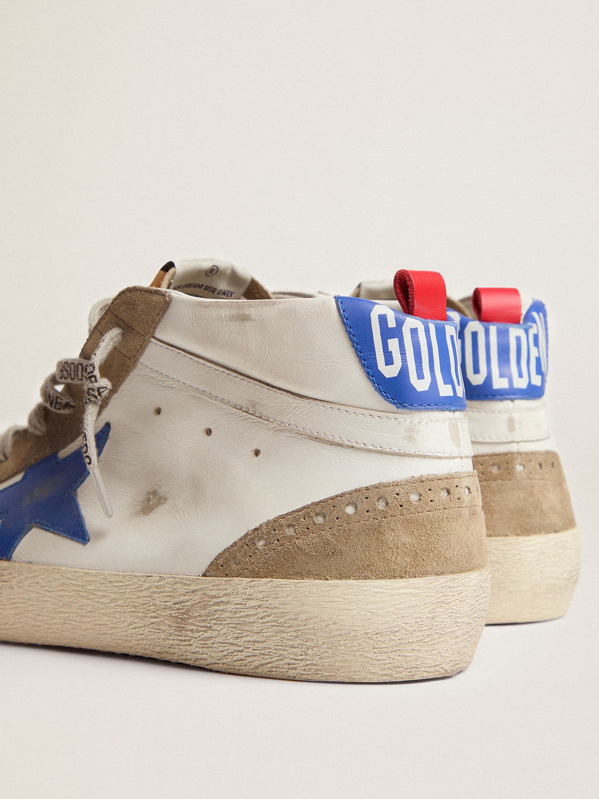 Golden Goose - Men's Mid Star with blue leather star and dove-gray suede inserts in 