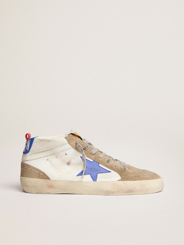 Golden Goose - Men's Mid Star with blue leather star and dove-gray suede inserts in 