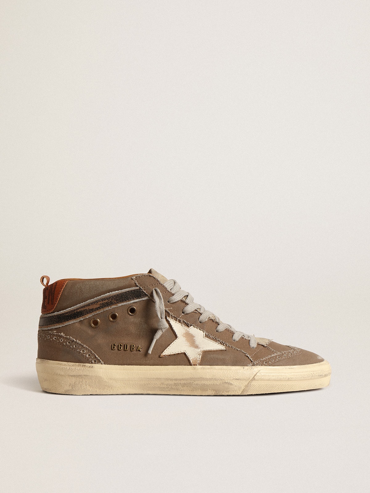 Golden Goose - Mid Star de lona verde com estrela de couro e lista preta in 