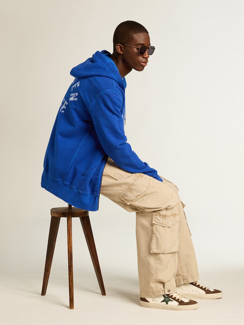 Golden Goose - Mid Star mit gr&uuml;nem Lederstern und blauem Lederkomma in 