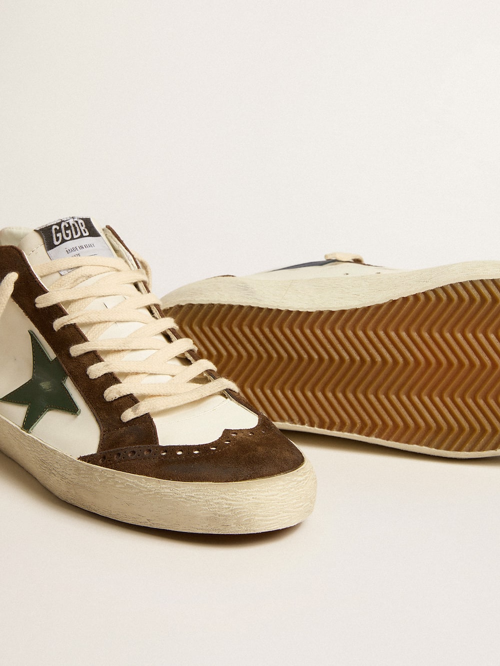 Golden Goose - Mid Star with green leather star and blue leather flash in 