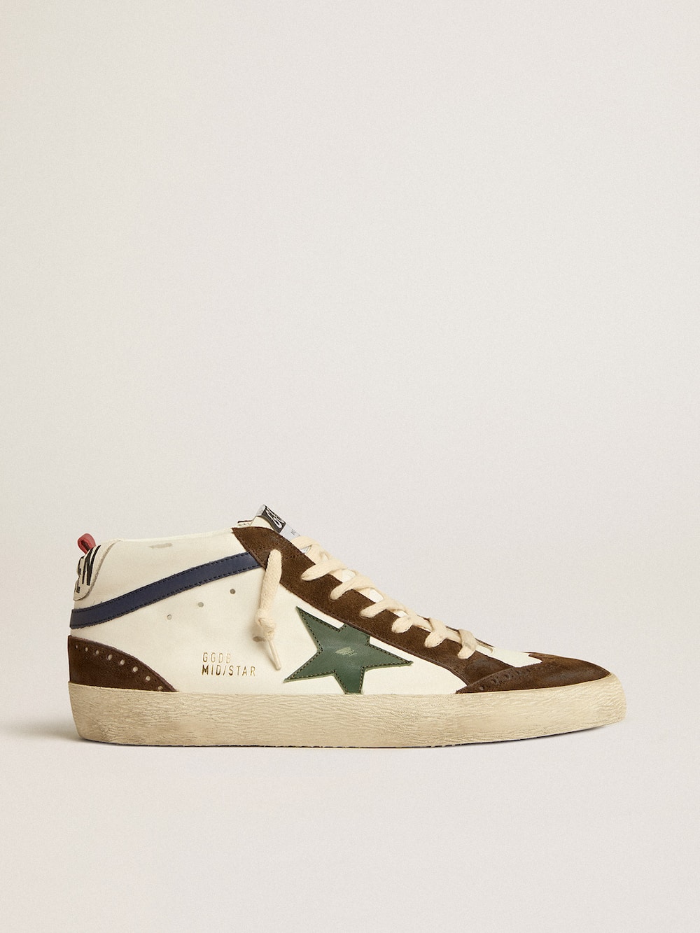 Golden Goose - Mid Star with green leather star and blue leather flash in 