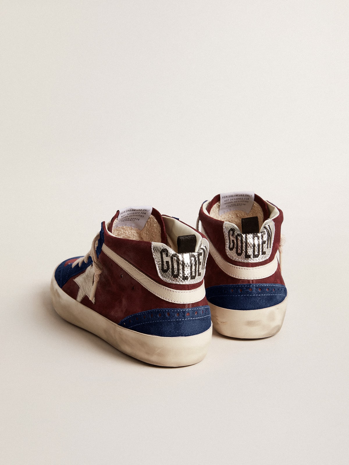 Mid Star in wine red suede with white nappa star and flash Golden Goose