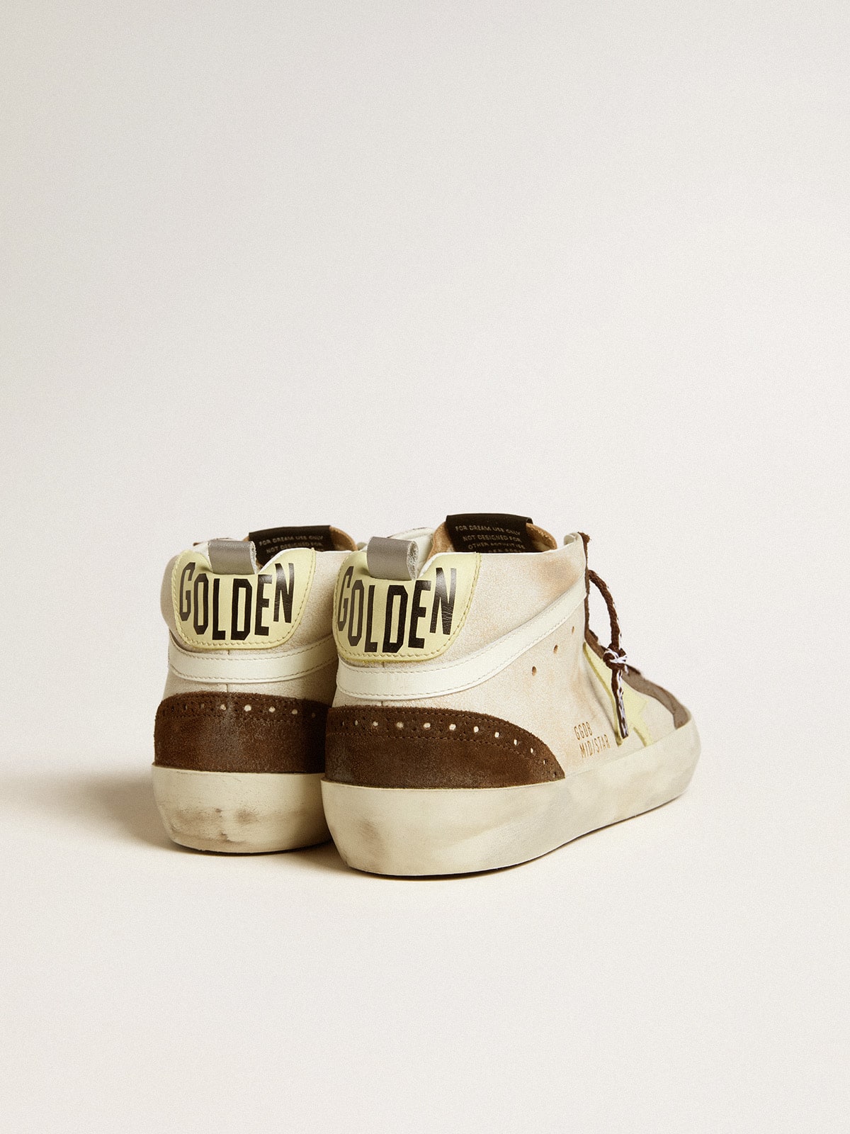 Golden Goose - Mid Star in beige glitter with yellow suede star and cotton flash in 