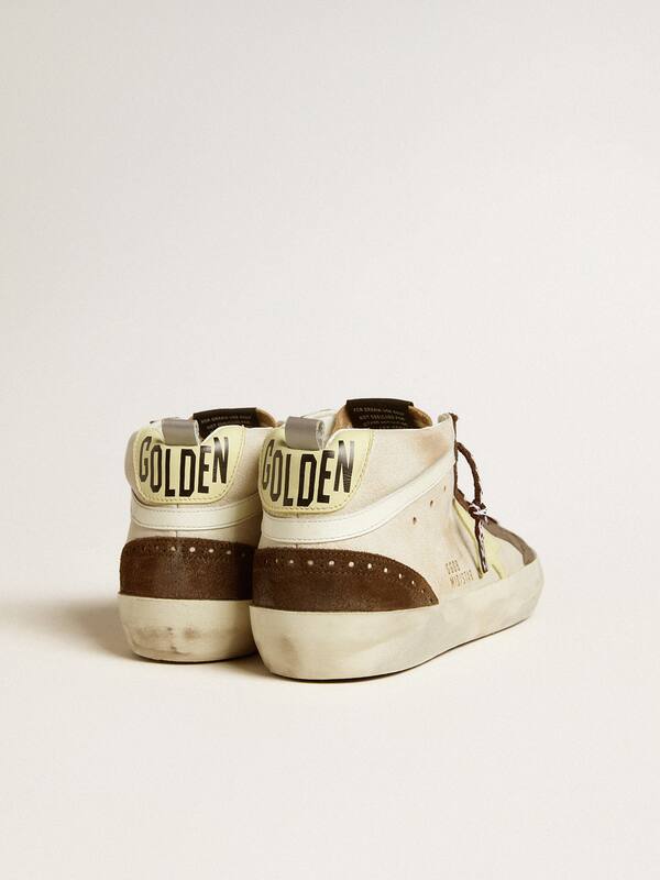 Golden Goose - Men's Mid Star in beige glitter with yellow suede star and cotton flash in 