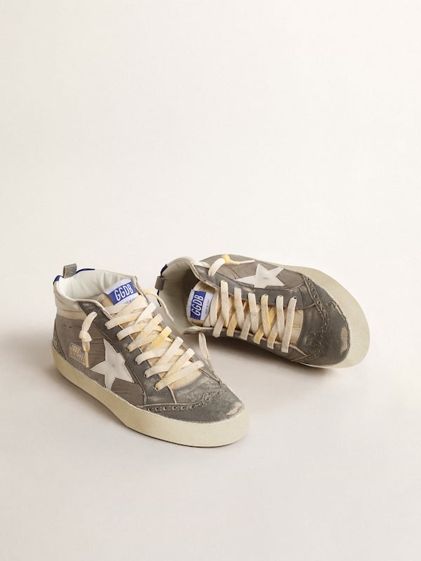 Golden Goose - Mid Star LTD in gray nylon and nappa leather with white leather star in 