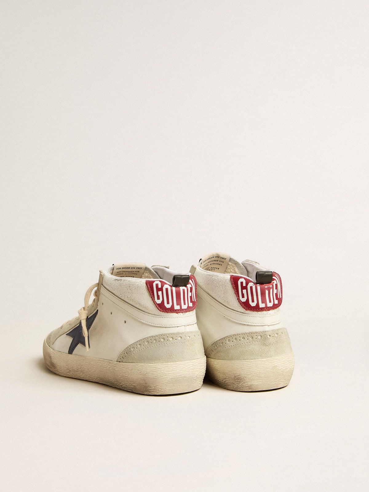 Golden Goose - Mid Star LTD avec étoile en cuir bleu et virgule en cuir nappa blanc in 