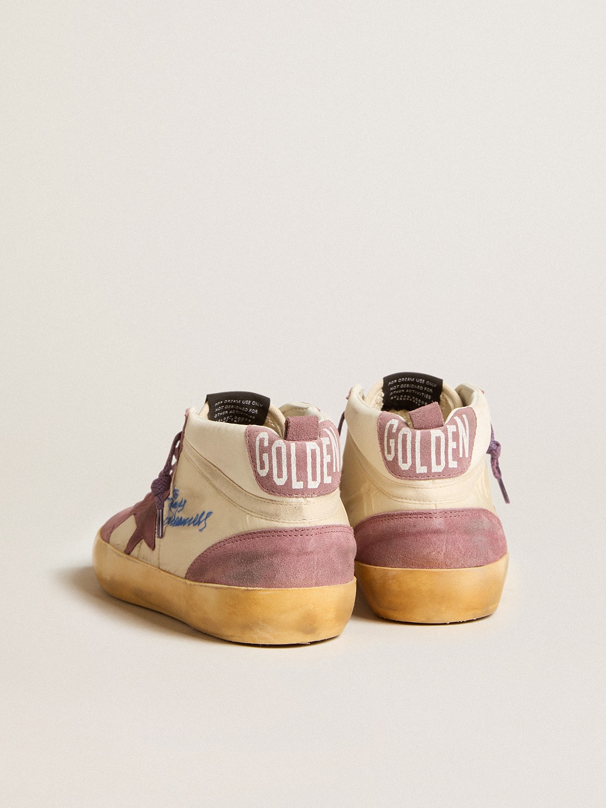 Golden Goose - Mid Star Uomo LAB in nylon e nappa con stella in suede color malva in 