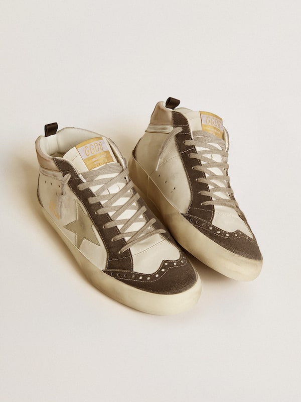Golden Goose - Mid Star with gray leather star and metallic silver leather flash in 