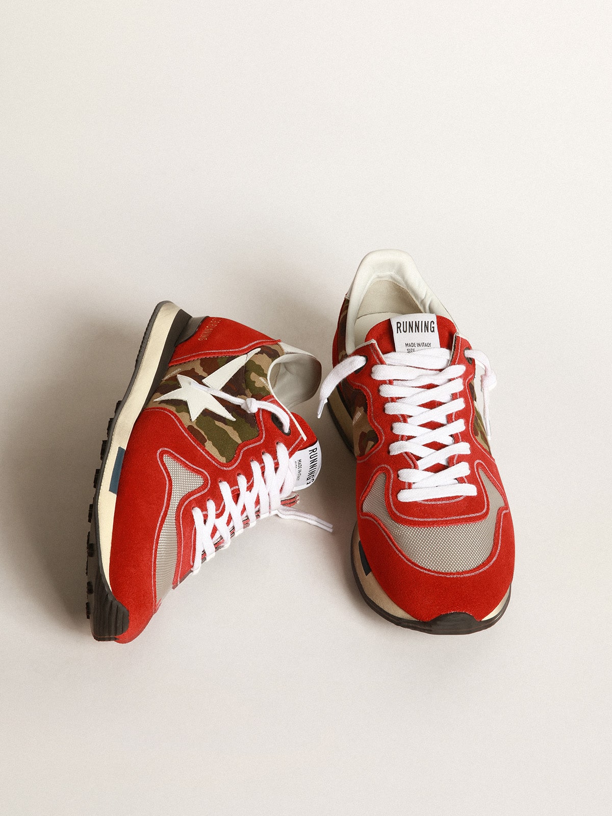 Golden Goose - Red Running sneakers in suede with camouflage detail in 