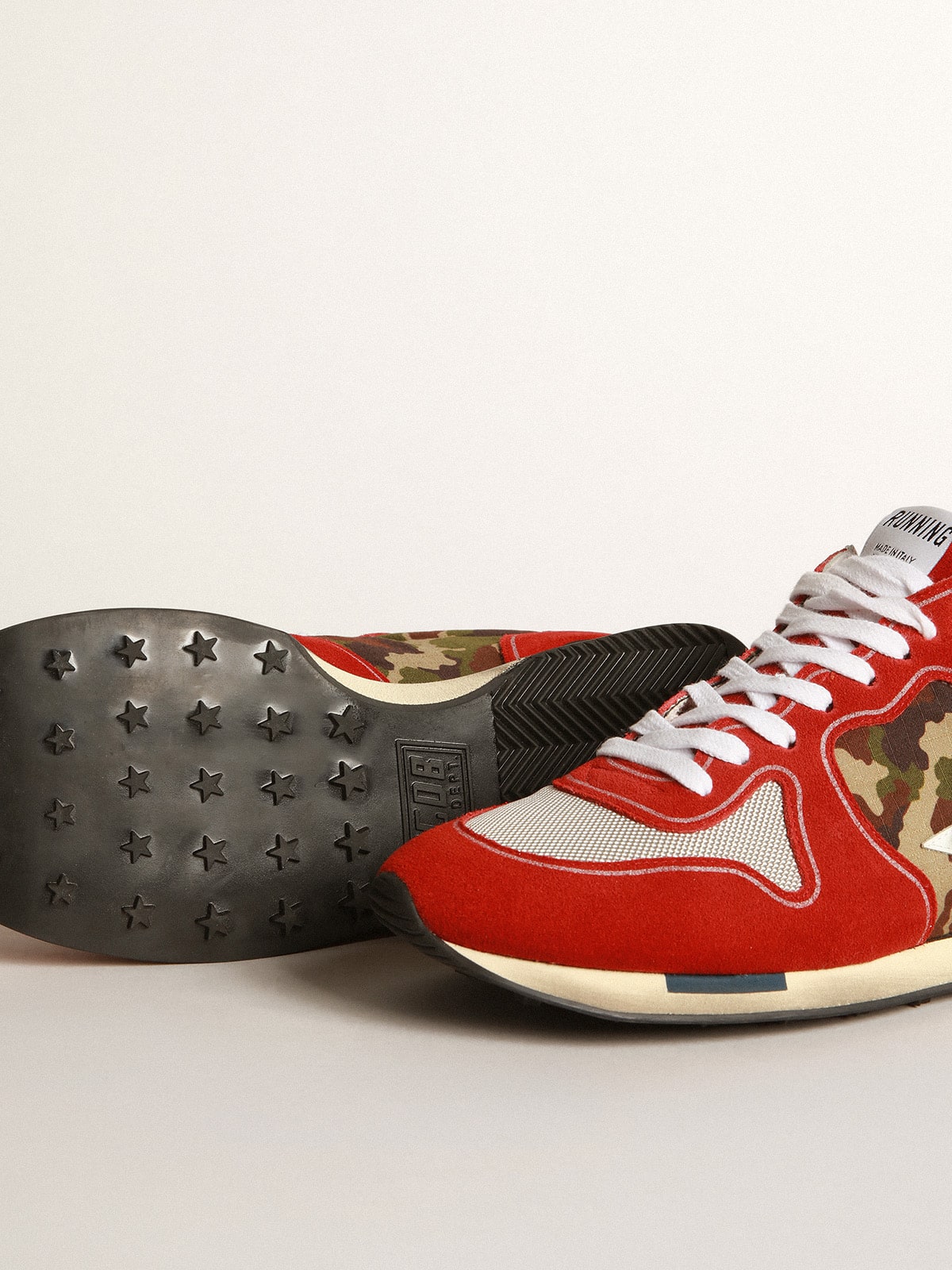 Golden Goose - Red Running sneakers in suede with camouflage detail in 