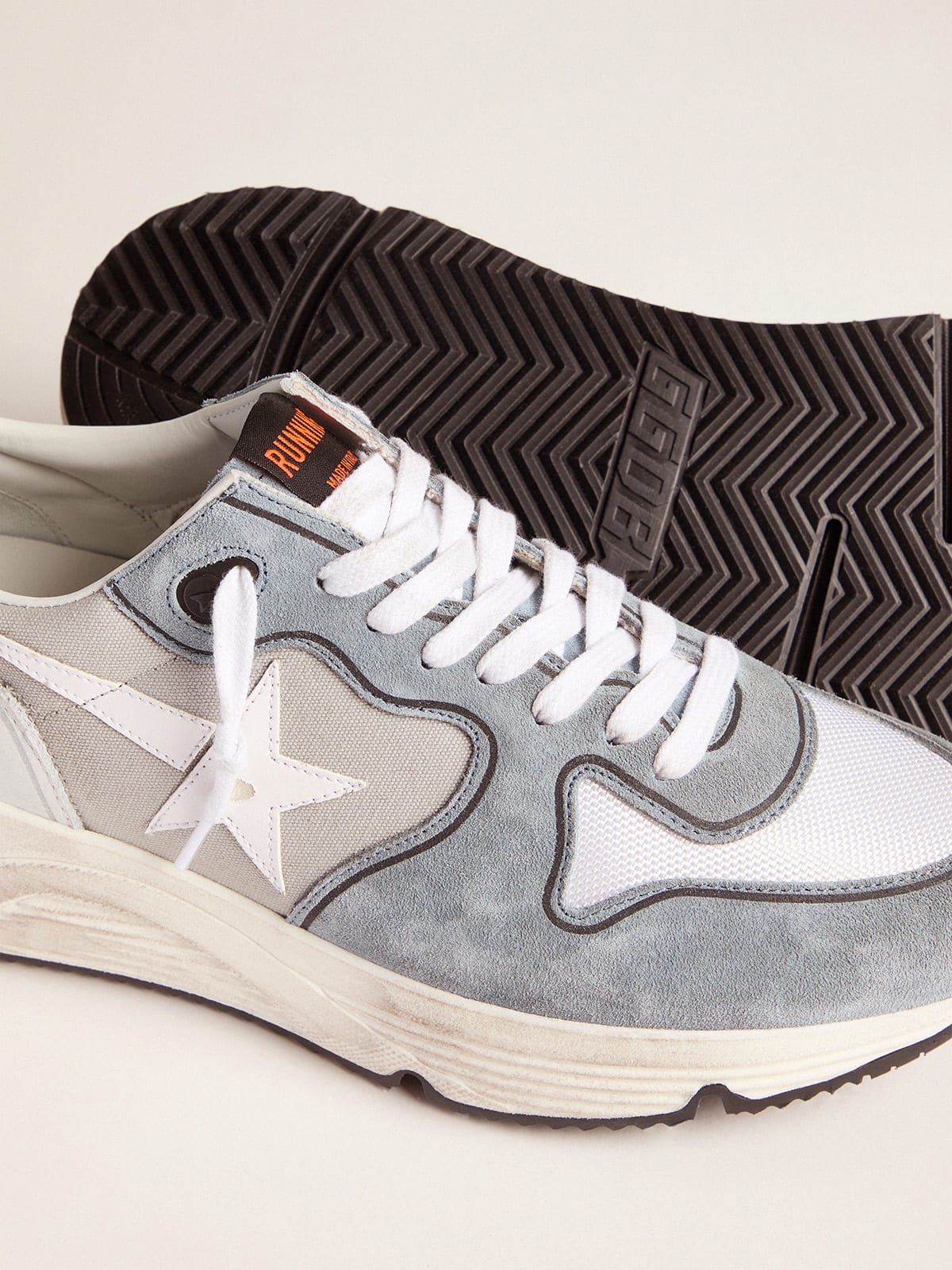 Golden Goose - Grey Running Sole sneakers in suede and canvas in 