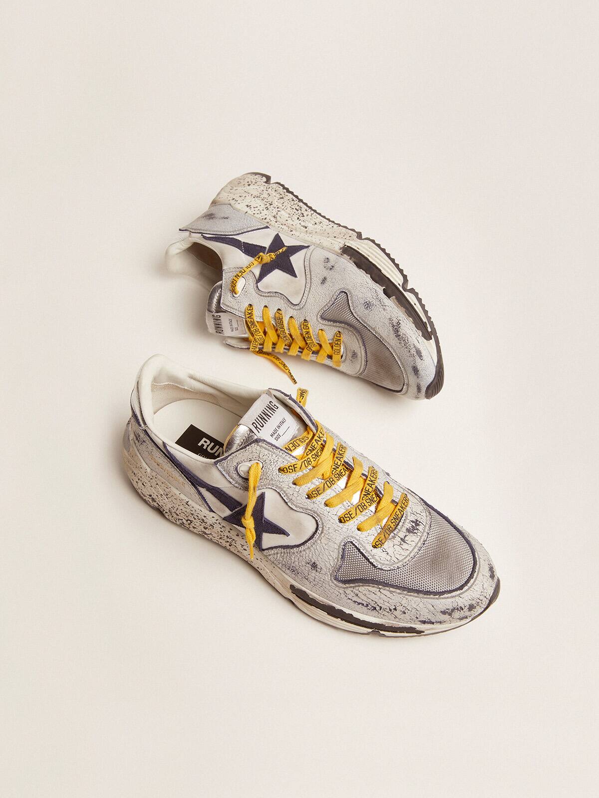 Golden Goose - Running Sole sneakers in nylon with white crackle leather inserts in 