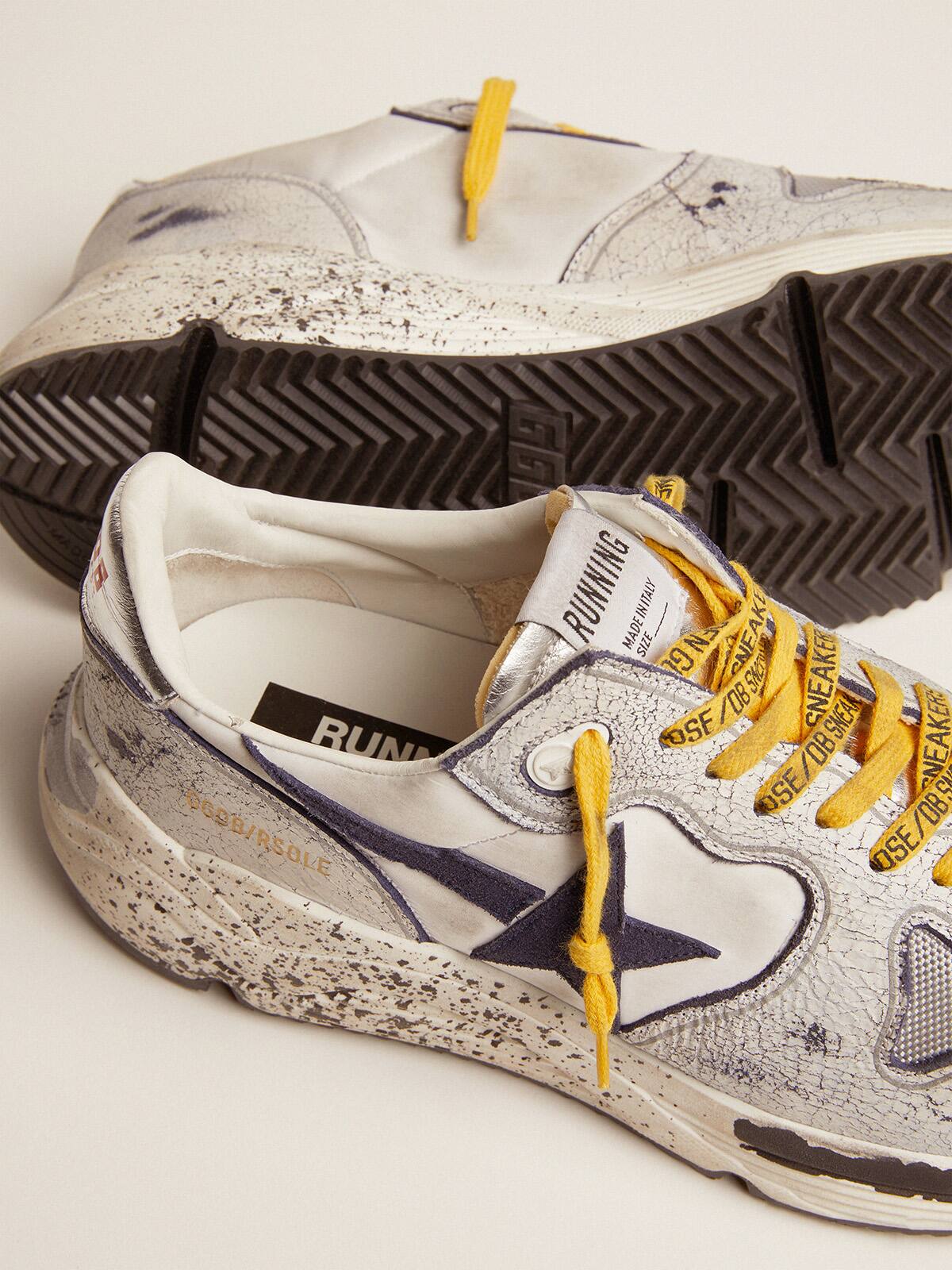 Golden Goose - Running Sole sneakers in nylon with white crackle leather inserts in 