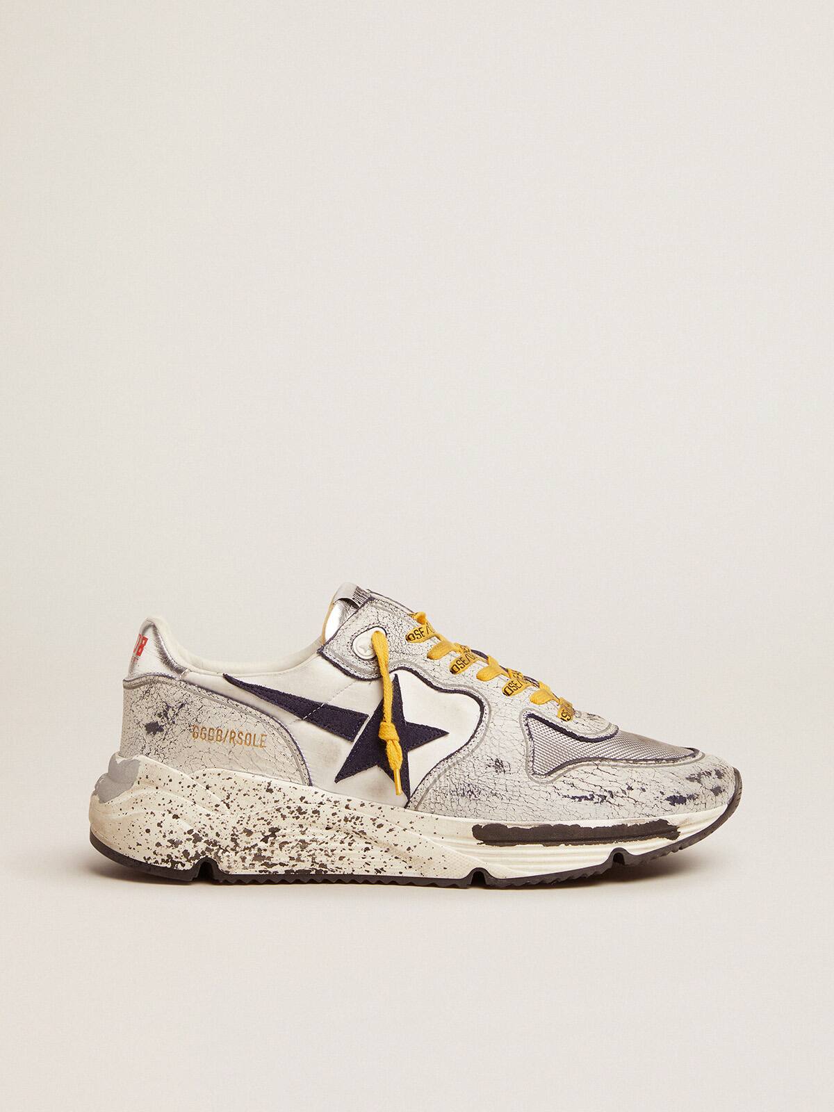 Golden Goose - Running Sole sneakers in nylon with white crackle leather inserts in 