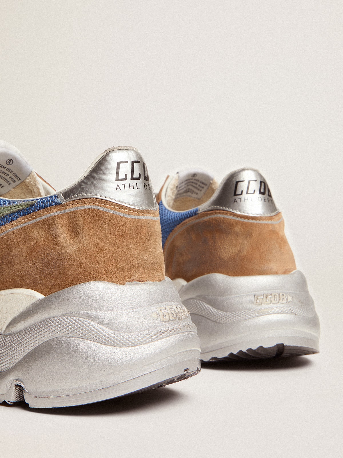 Golden Goose - Men's Running Sole in light-blue mesh with tobacco suede inserts in 