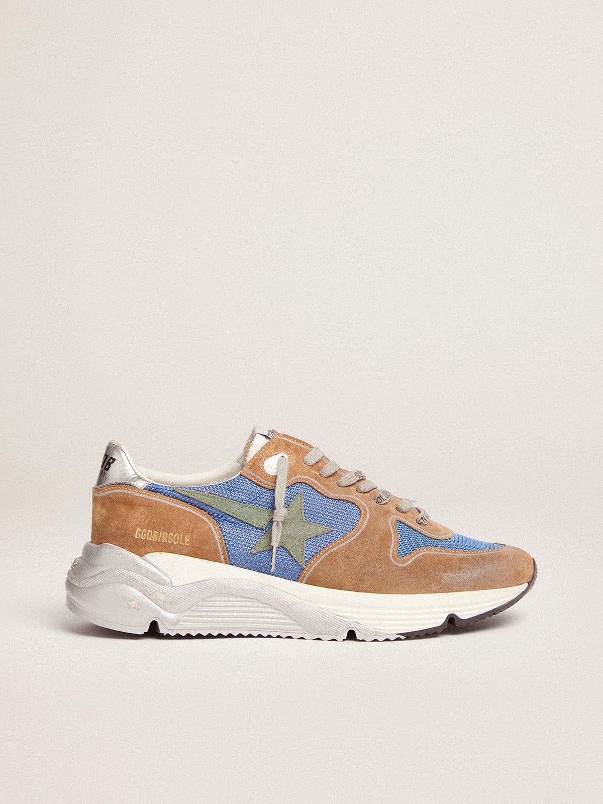 Golden Goose - Men's Running Sole in light-blue mesh with tobacco suede inserts in 