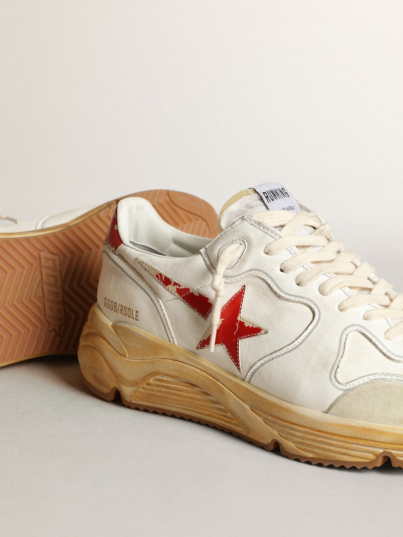 Golden Goose - Running Sole para hombre con estrella y tal&oacute;n de piel con estampado rojo in 