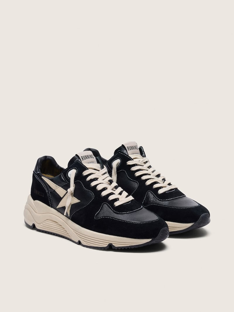 Golden Goose - Running Sole de Hombre de napa y ante negros con estrella blanca in 