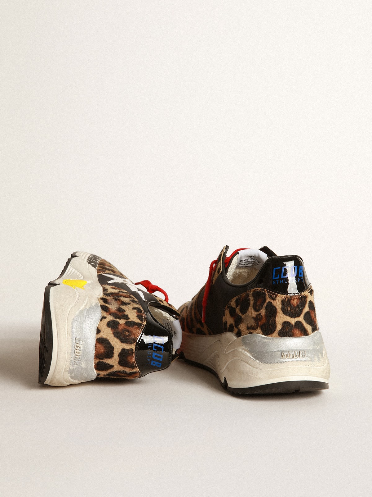 Golden Goose - Running Sole sneakers in leopard-print pony skin with red laces in 