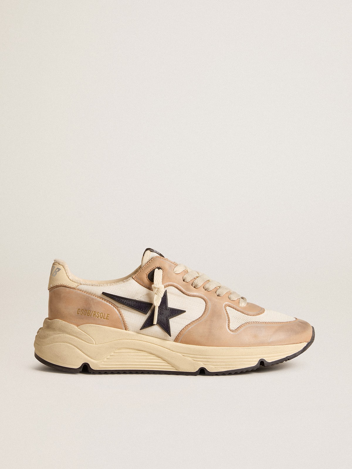 Golden Goose - Running Sole en nylon et nubuck avec étoile en daim bleu foncé in 