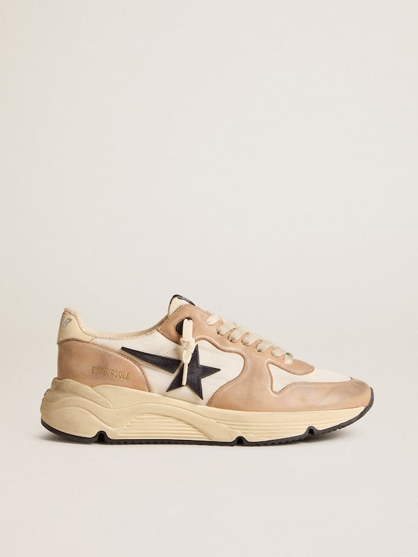 Golden Goose - Running Sole in nylon and nubuck with dark blue suede star in 