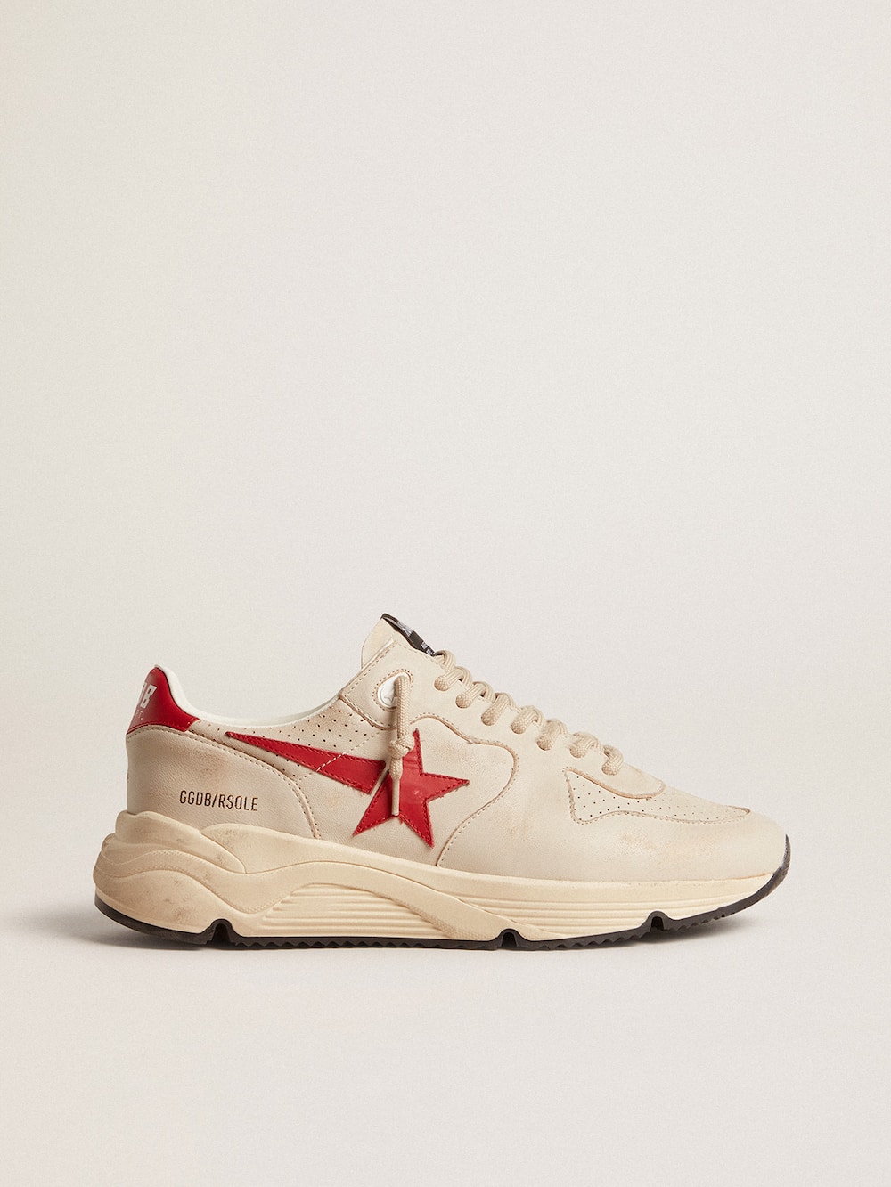 Golden Goose - Men's Running Sole in gray nappa leather with red nappa leather star and heel tab in 