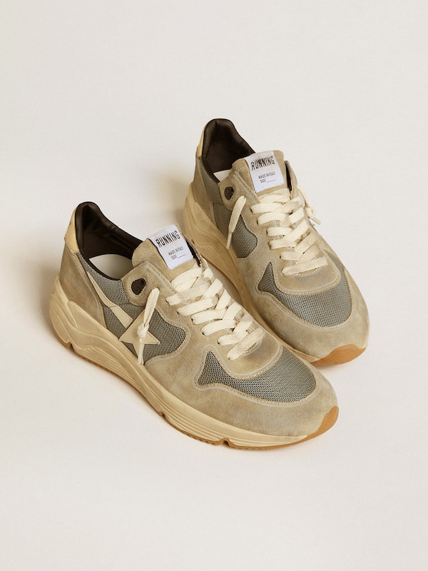 Golden Goose - Running Sole in gray suede with white star and white heel tab in 