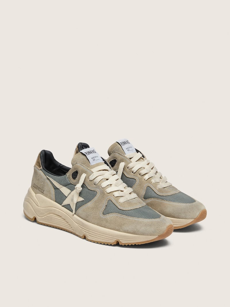 Golden Goose - Running Sole en daim gris avec &eacute;toile et contrefort blancs in 
