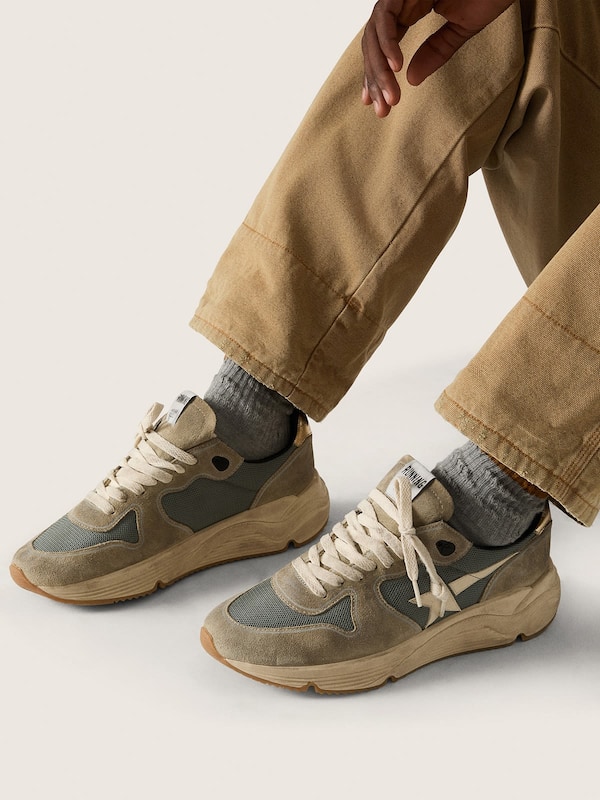 Golden Goose - Running Sole in gray suede with white star and white heel tab in 
