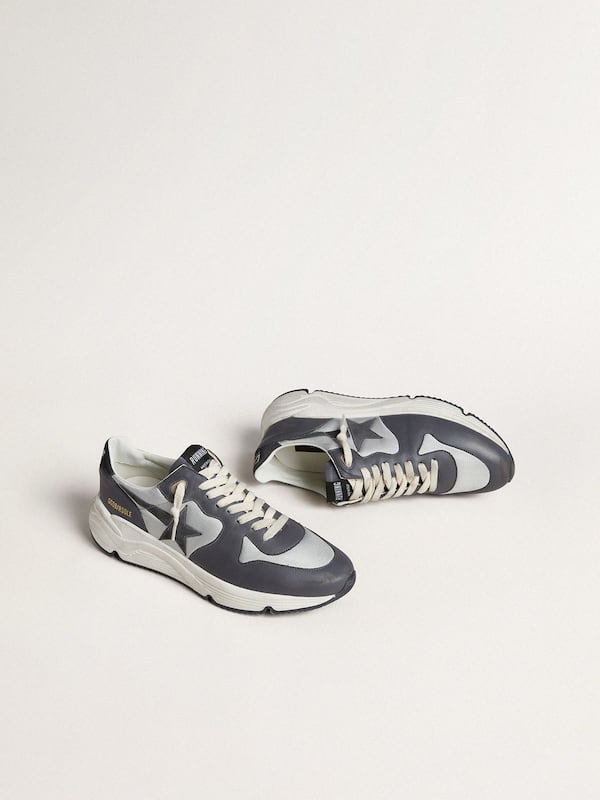 Golden Goose - Men’s Running Sole in gray nylon and black nappa leather with a black suede star in 