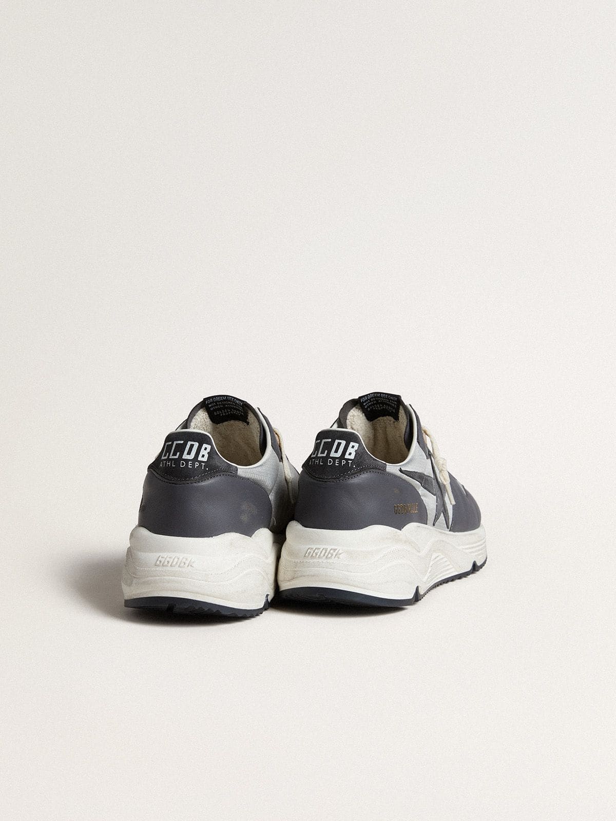 Golden Goose - Men’s Running Sole in gray nylon and black nappa leather with a black suede star in 