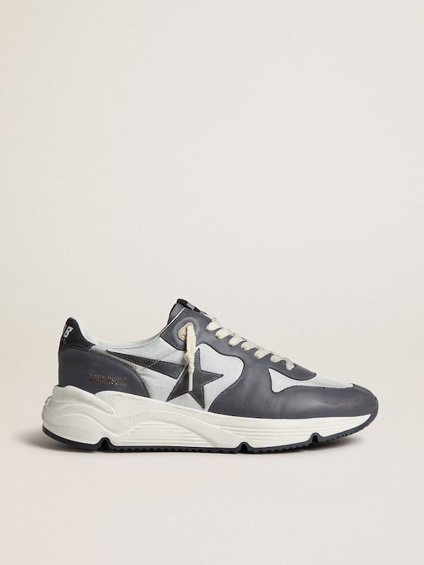 Golden Goose - Men’s Running Sole in gray nylon and black nappa leather with a black suede star in 