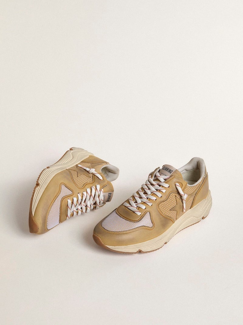 Golden Goose - Running Sole en cuir nubuck beige avec &eacute;toile en cuir beige in 