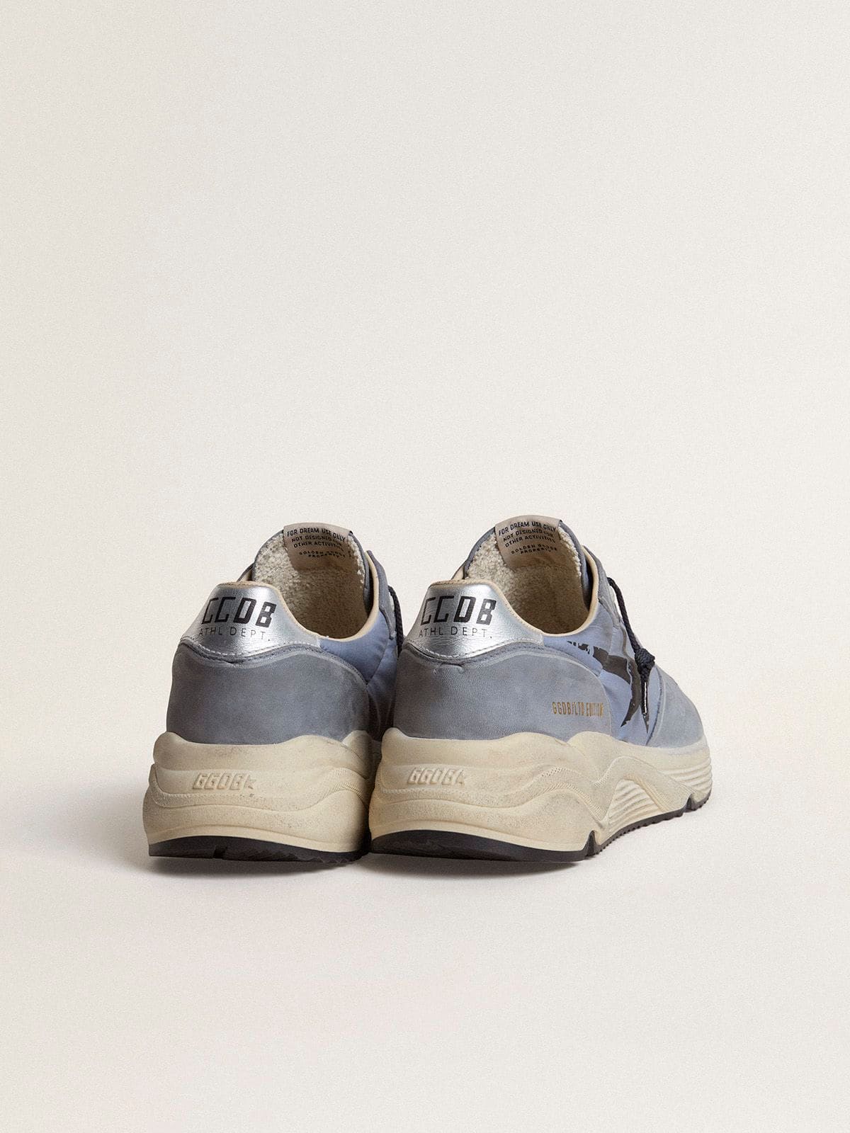 Golden Goose - Running Sole de hombre de nailon y nobuk celeste con estrella negra in 