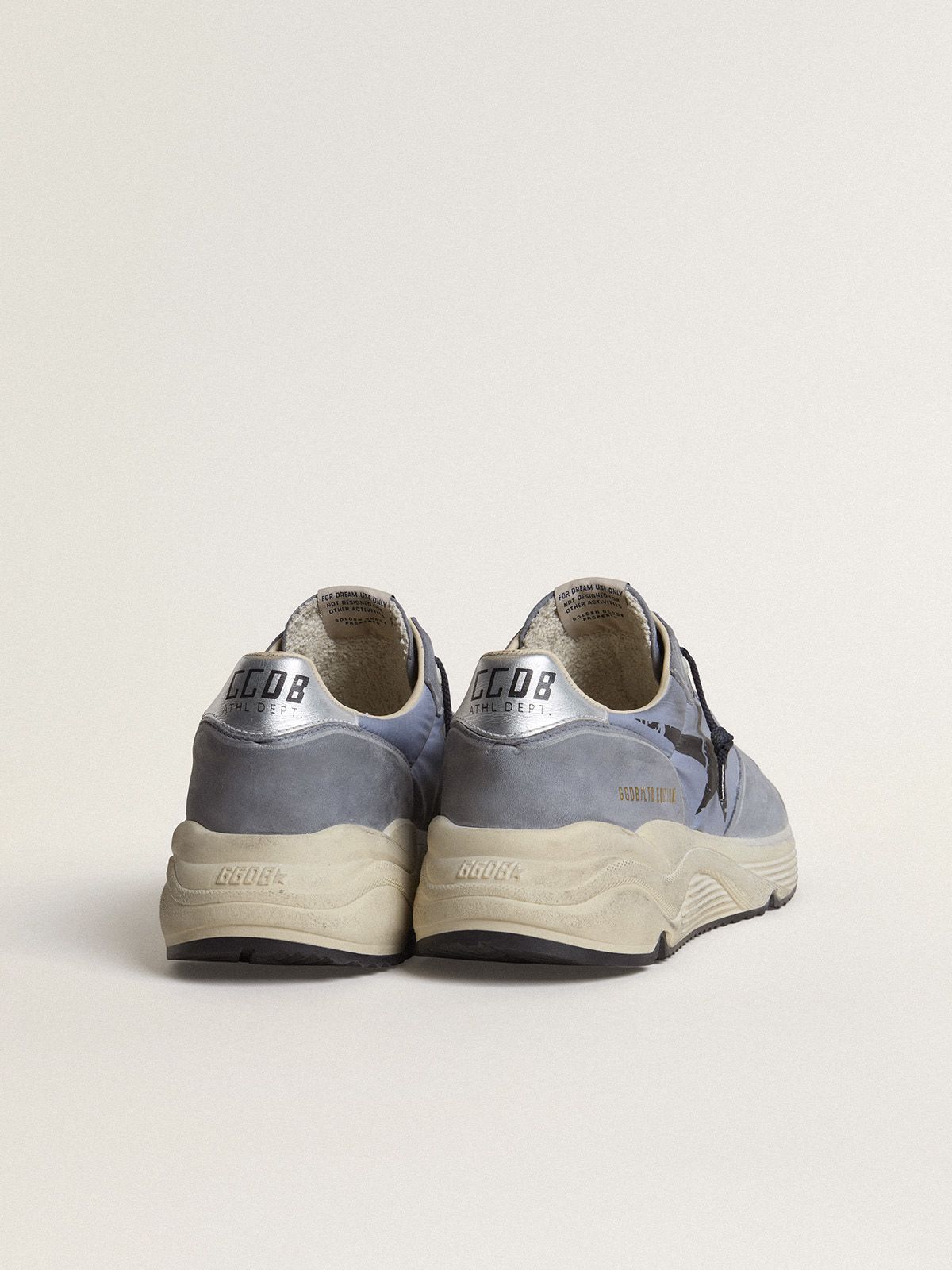 Golden Goose - Running Sole de hombre de nailon y nobuk celeste con estrella negra in