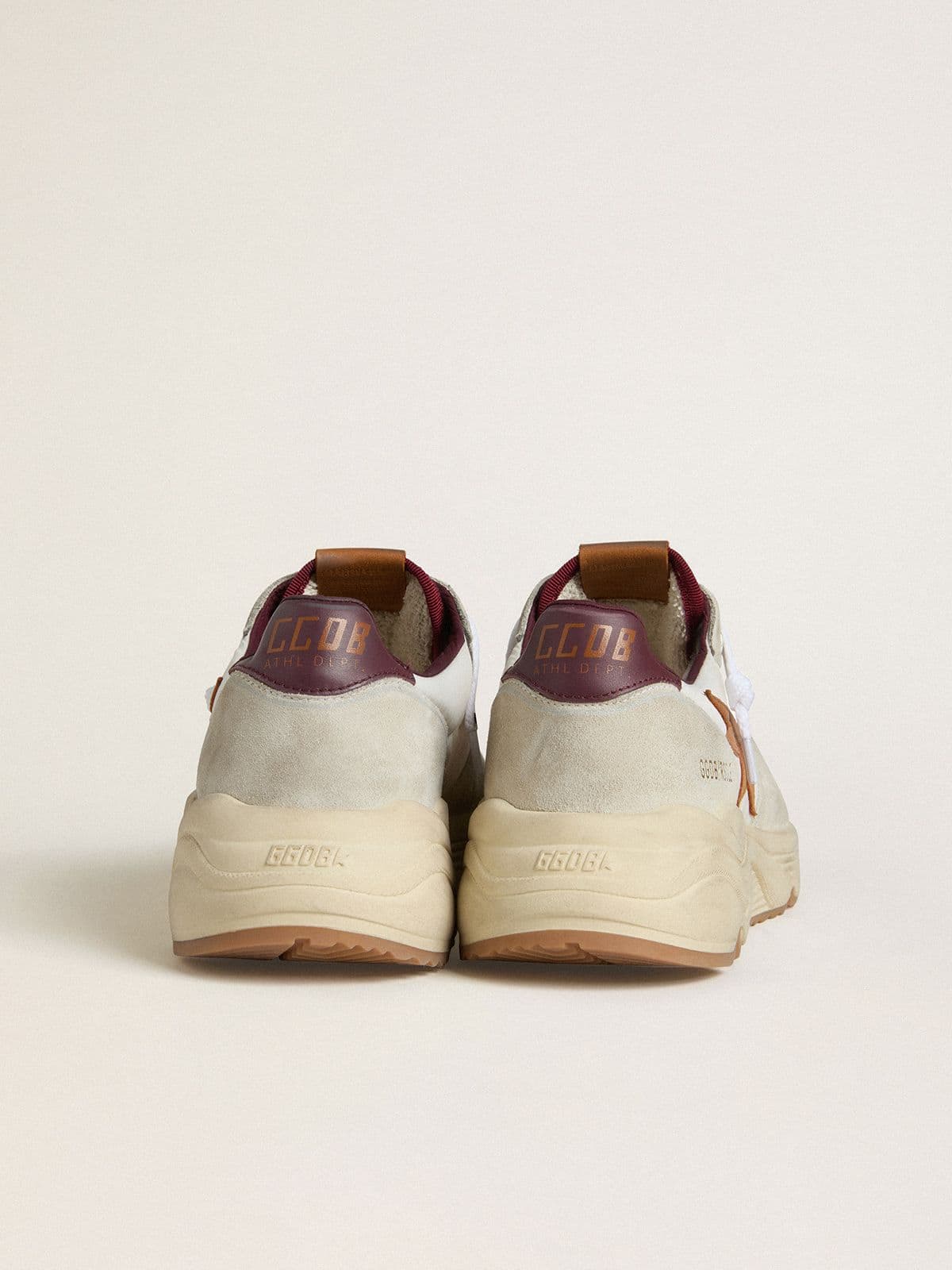 Golden Goose - Men's Running Sole in nylon and suede with brown leather star and burgundy leather heel tab in 
