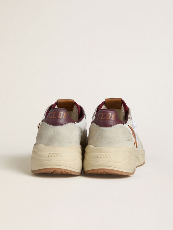 Golden Goose - Men's Running Sole in nylon and suede with brown leather star and burgundy leather heel tab in 