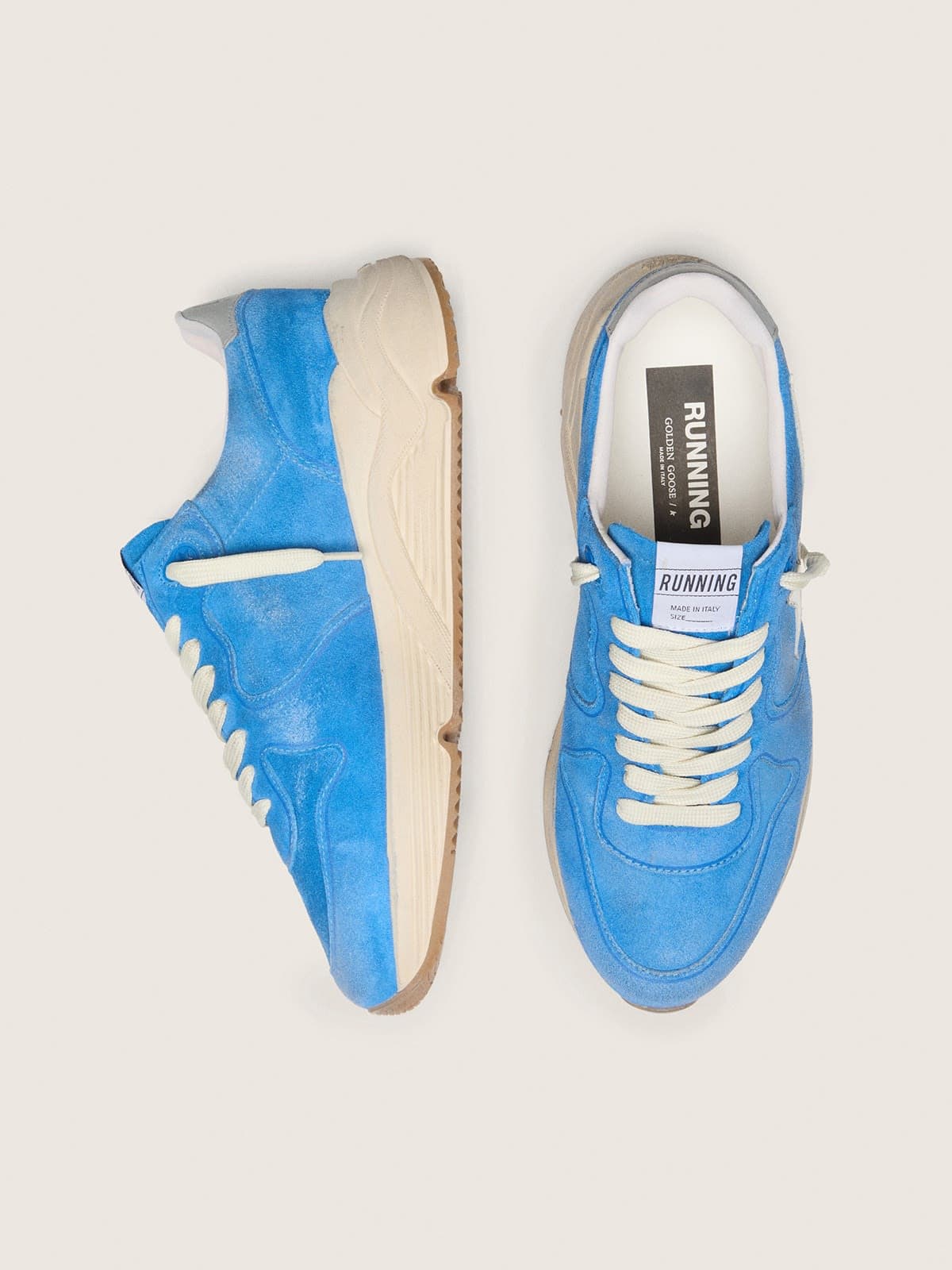Golden Goose - Running Sole Herren aus kornblumenblauem Rauleder mit wei&szlig;em Stern in 
