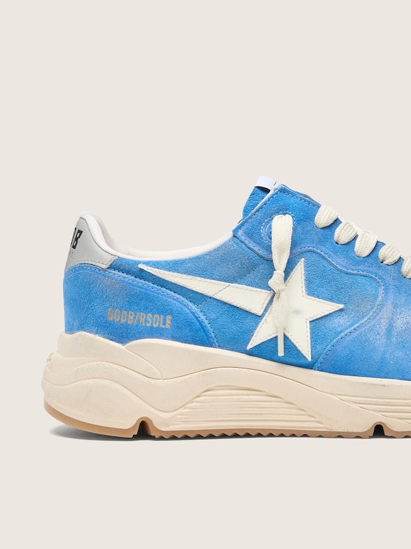 Golden Goose - Running Sole Herren aus kornblumenblauem Rauleder mit wei&szlig;em Stern in 