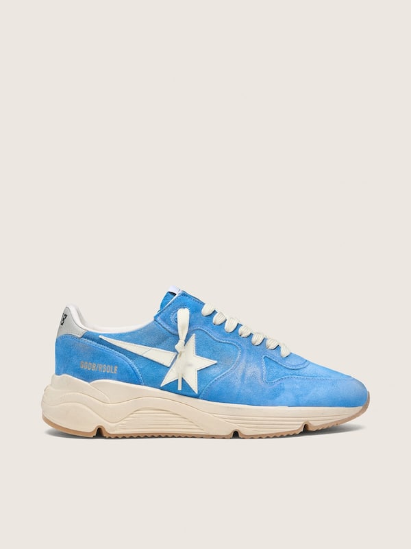 Golden Goose - Running Sole Herren aus kornblumenblauem Rauleder mit wei&szlig;em Stern in 