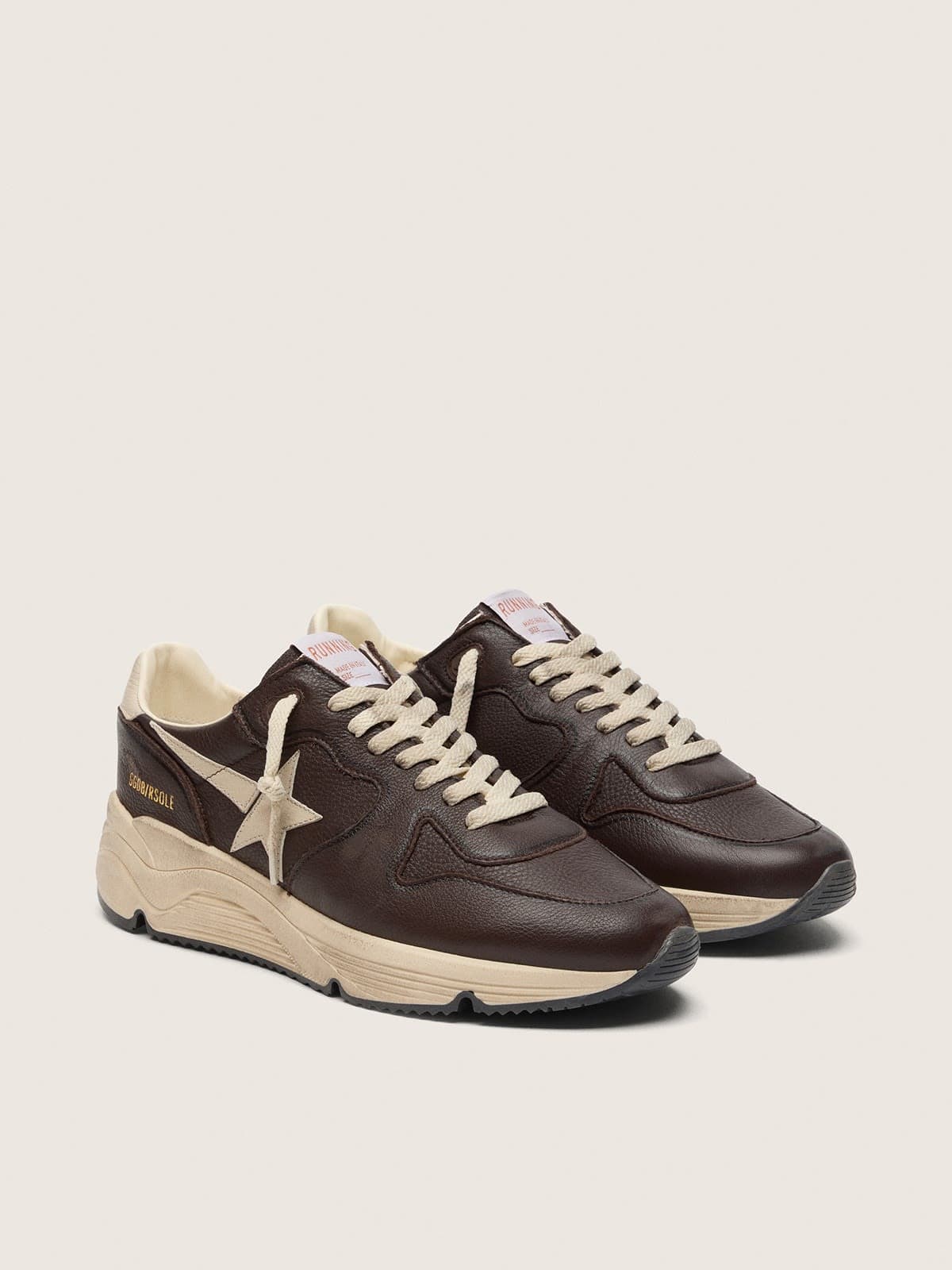 Golden Goose - Running Sole Herren aus braunem Leder mit cremefarbenem Stern in 