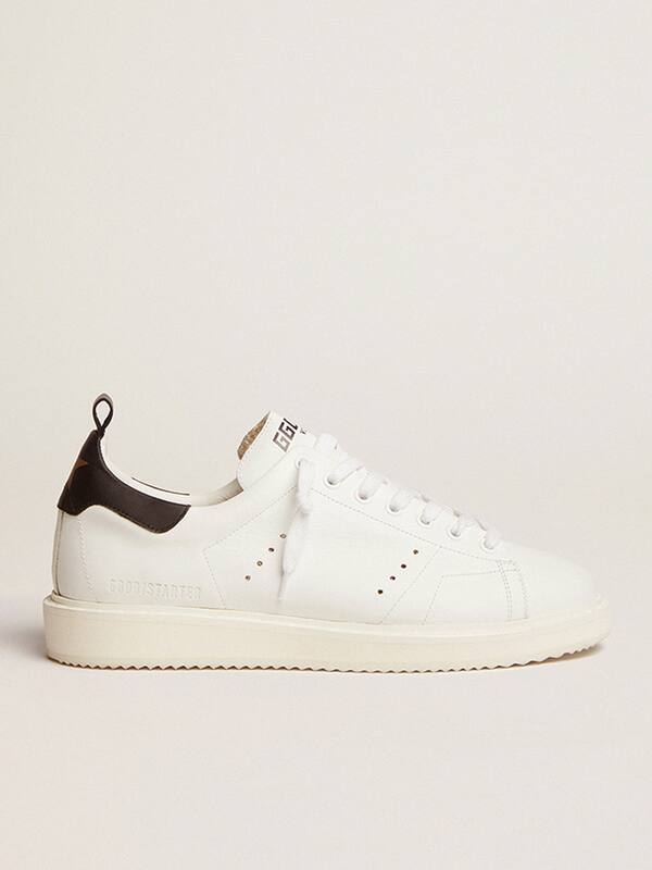 Golden Goose - Sneaker Starter in pelle bianca con talloncino in pelle nera in 