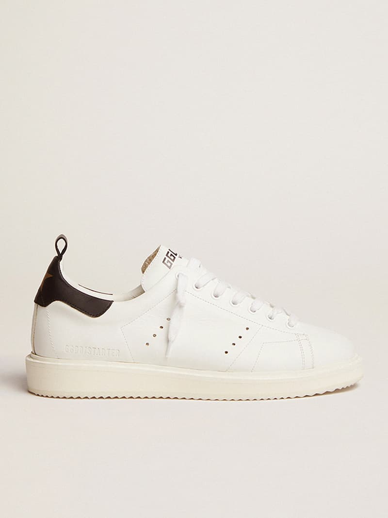Starter sneakers in white leather with black leather heel tab