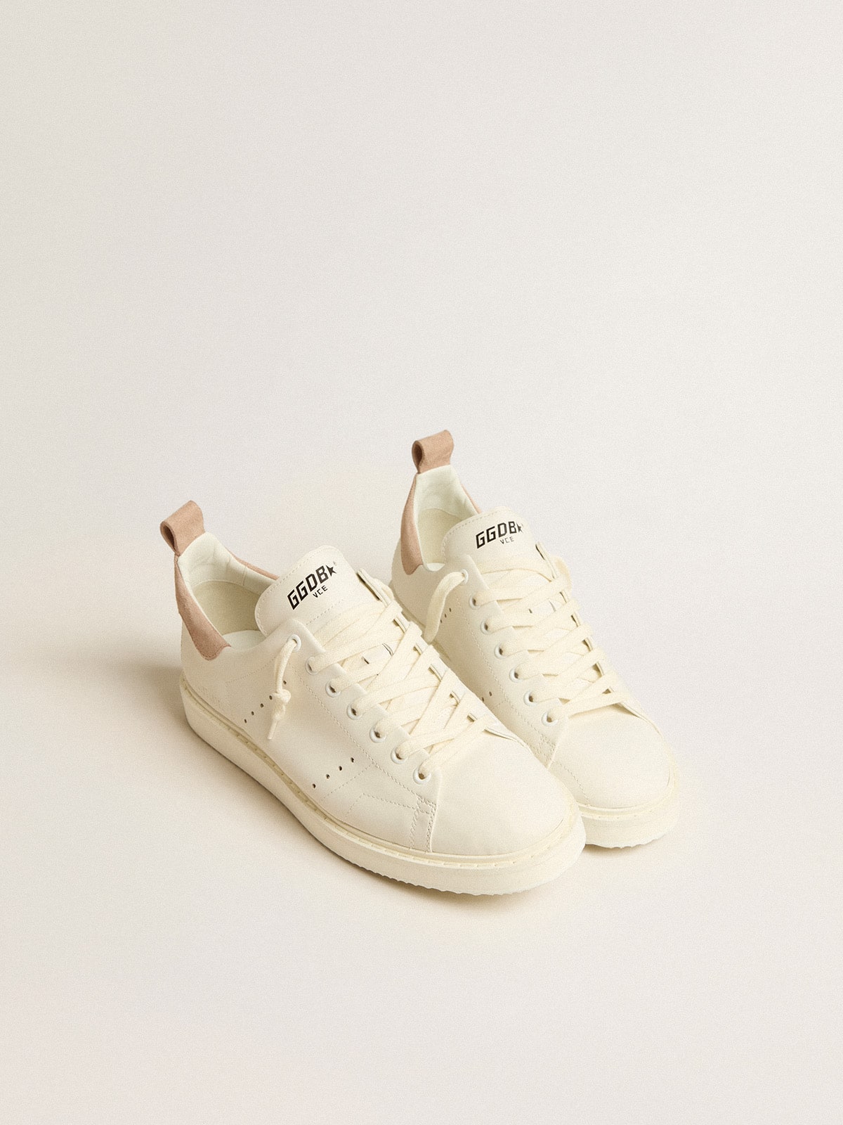 Golden Goose - Men's Starter in white leather with light brown nubuck heel tab in 