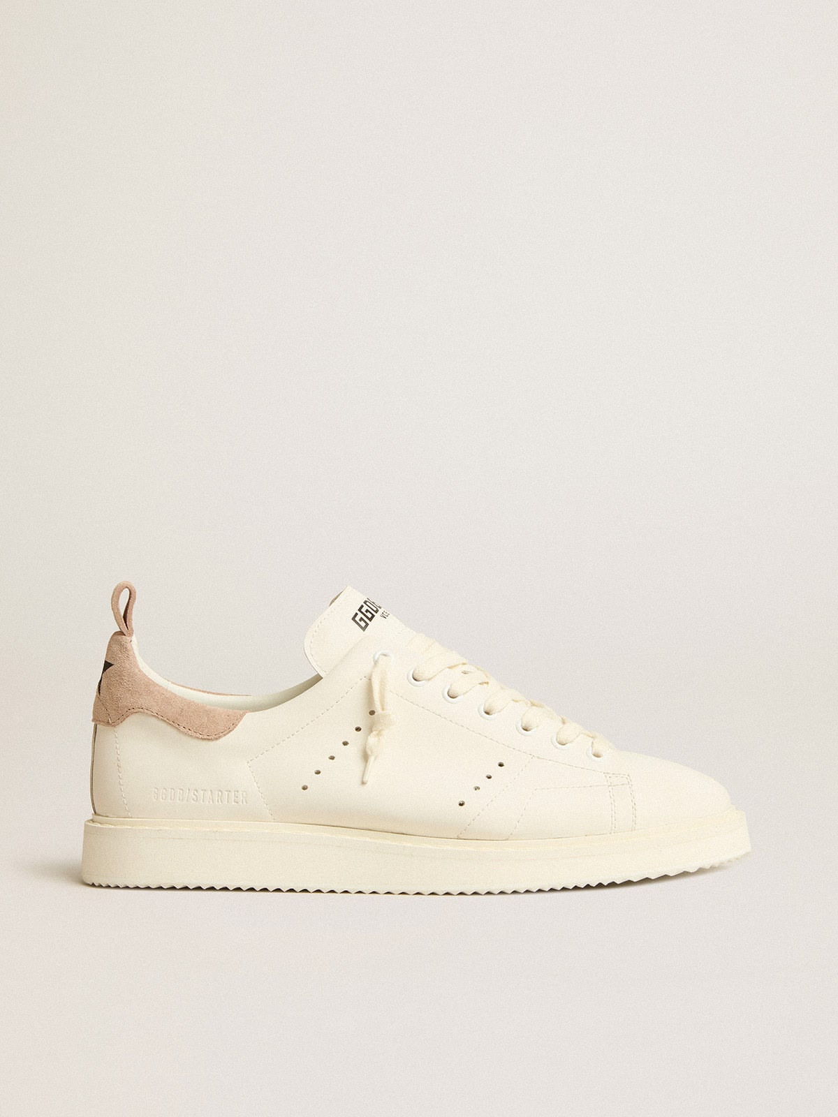 Golden Goose - Men's Starter in white leather with light brown nubuck heel tab in 