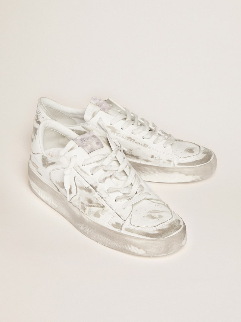 Golden Goose - Stardan en cuir blanc avec &eacute;toile et contrefort en cuir blanc in 